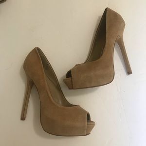 Nude and suede heels